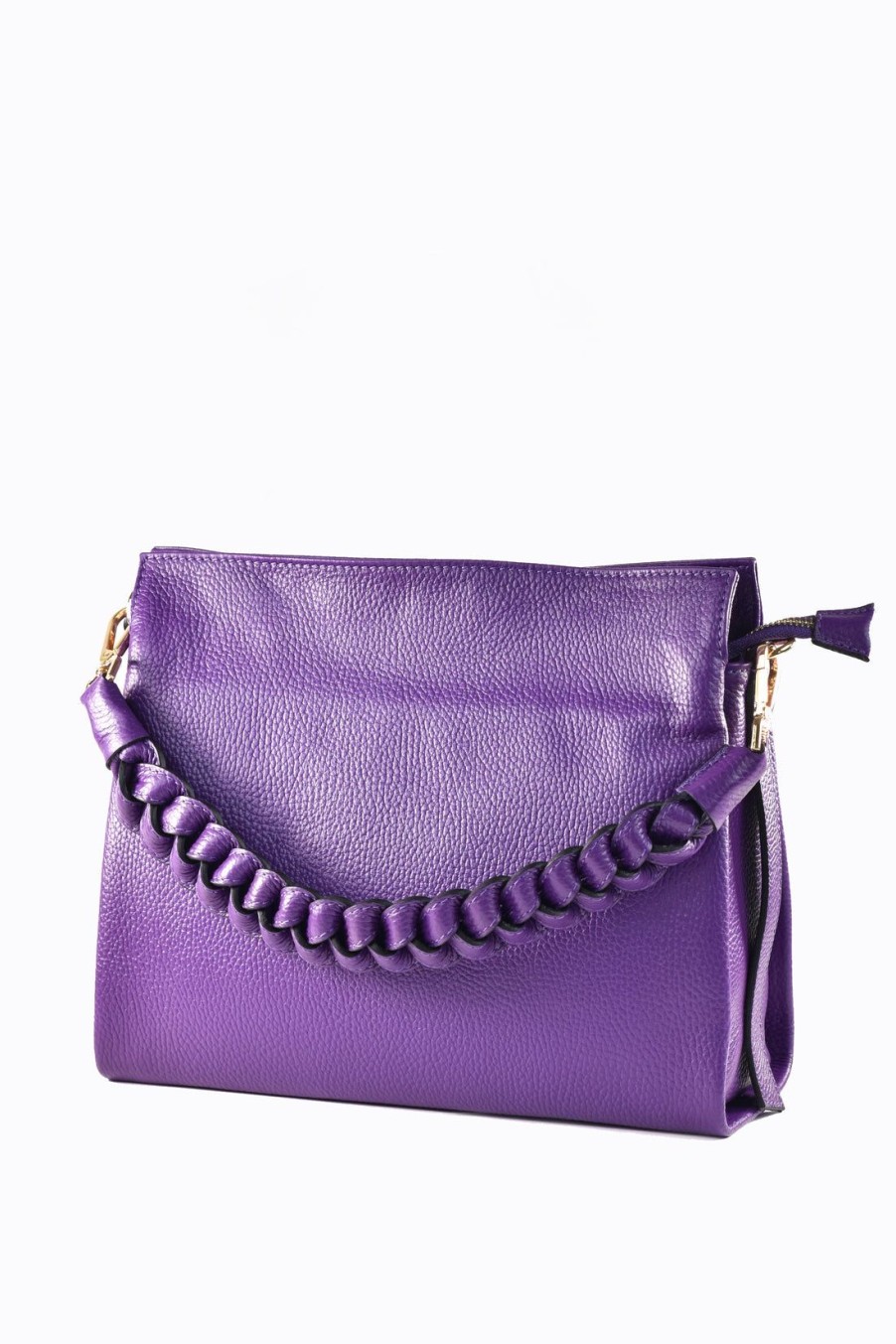 Borse A Tracolla Voemièn | Borsa Braid In Pelle Dollaro Viola