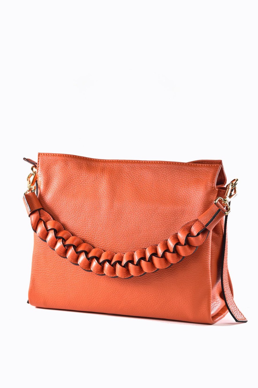 Borse A Tracolla Voemièn | Borsa Braid In Pelle Dollaro Arancio